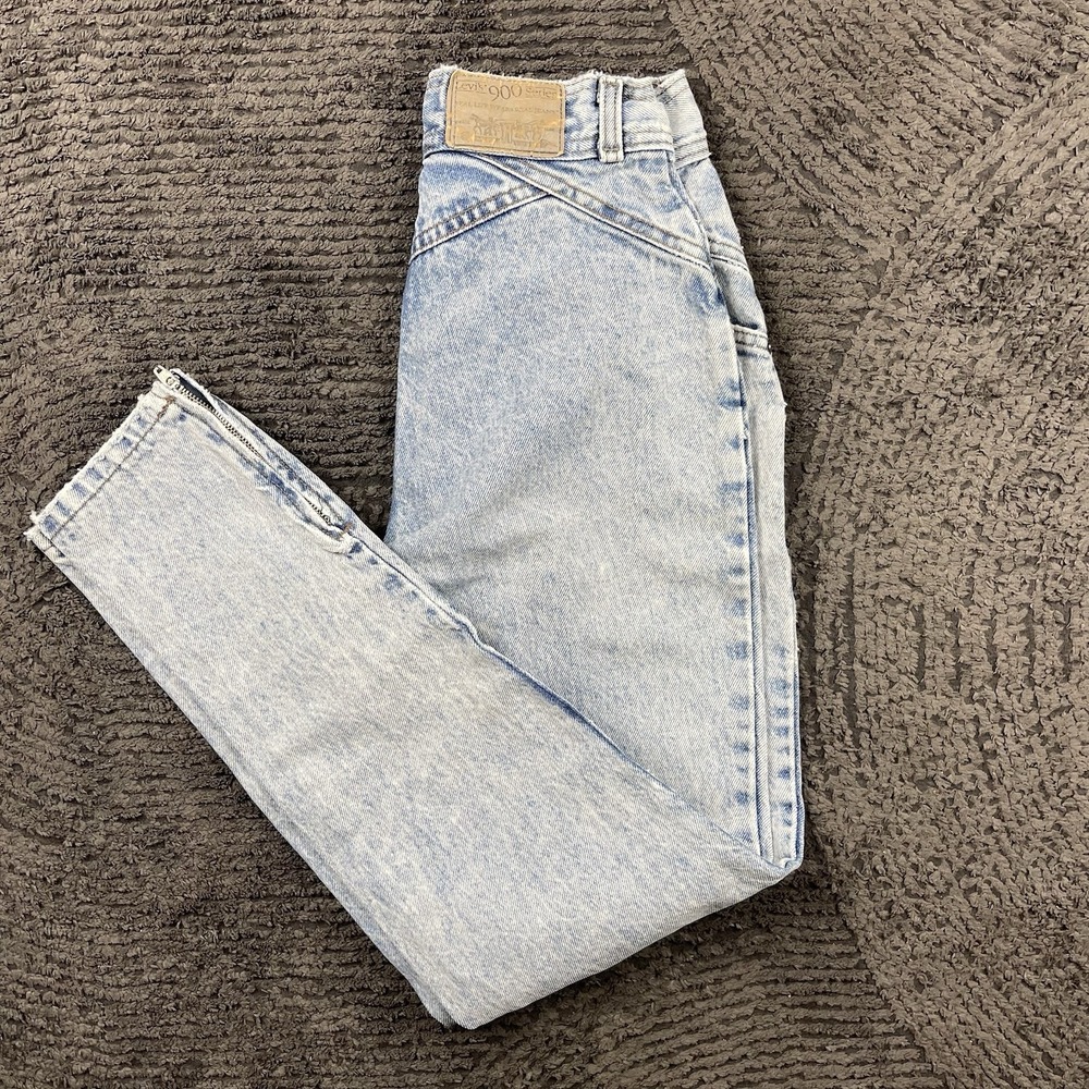 Levi's 900 Series Womens 22x28 Jeans USA Made High Waist Acid Wash Zip Ankle 90s